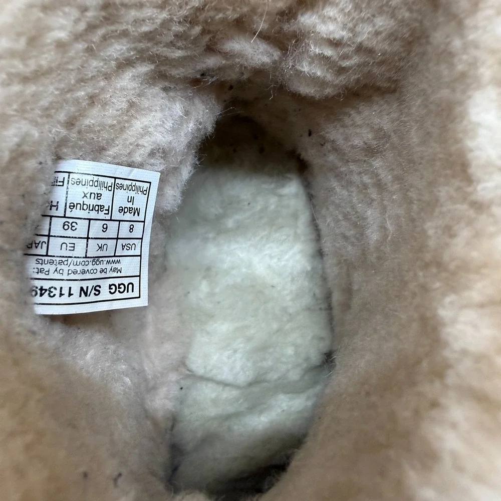 UGG Classic Mini Side Logo Boots Womens 8 Shearling Sherpa Cozy Chestnut